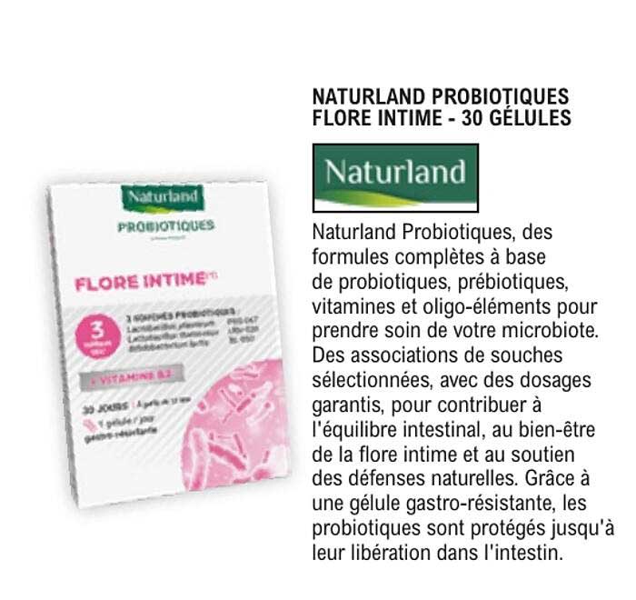 NATURLAND PROBIOTIQUES FLORE INTIME - 30 GÉLULES