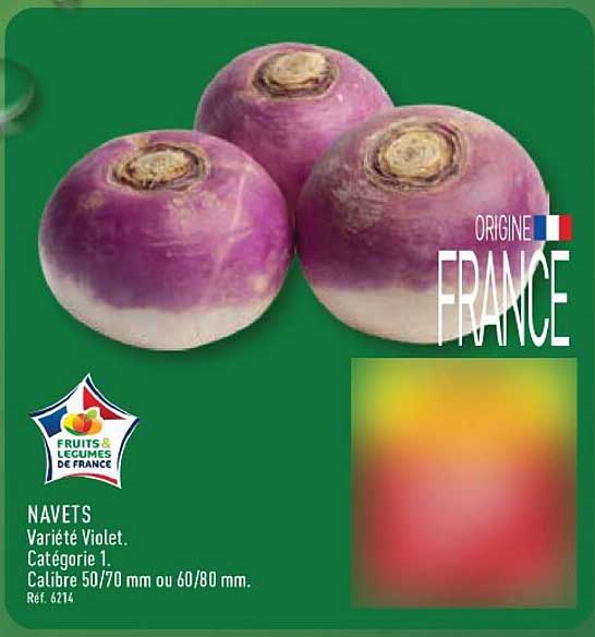 NAVETS Variété Violet. Catégorie 1. Calibre 50/70 mm ou 60/80 mm. Réf. 6214