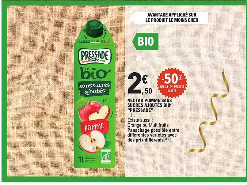 NECTAR POMME SANS SUCRES AJOUTÉS BIO « PRESSADE »