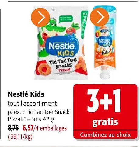 Nestlé Kids tout l’assortiment p. ex. : Tic Tac Toe Snack Pizza! 3+ ans 42 g
