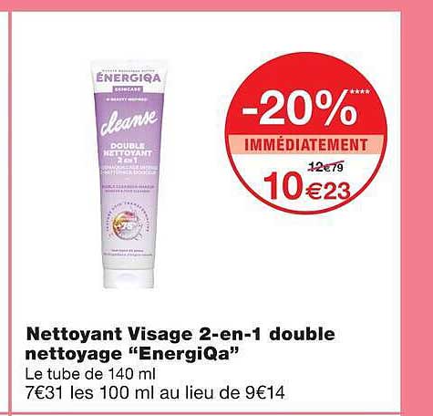 Nettoyant Visage 2-en-1 double nettoyage “Energiqa”