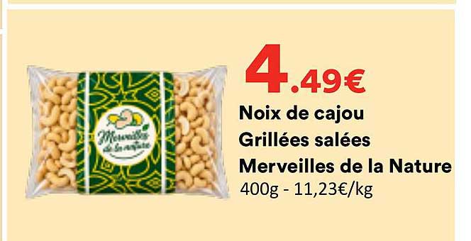 Noix de cajou Grillées salées Merveilles de la Nature
