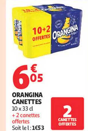 ORANGINA CANETTES 10 x 33 cl + 2 canettes offertes