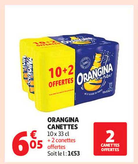 ORANGINA CANETTES 10 x 33 cl + 2 canettes offertes