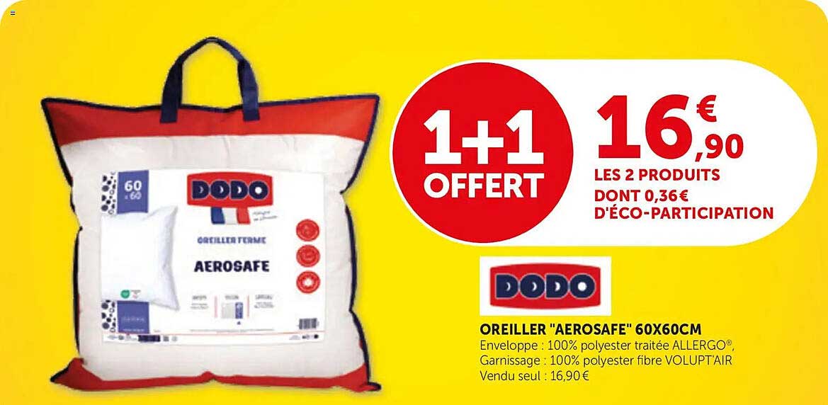 OREILLER "AEROSAFE" 60X60CM