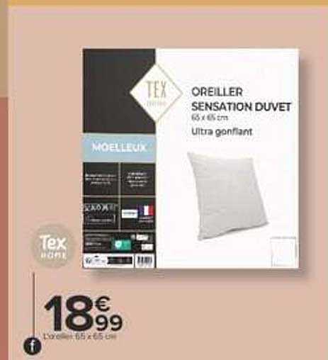 OREILLER SENSATION DUVET 65 x 65 cm Ultra gonflant