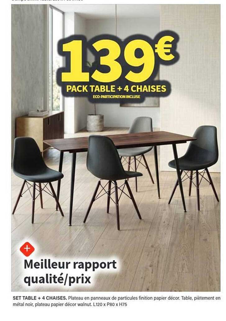 PACK TABLE + 4 CHAISES