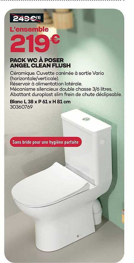 PACK WC À POSER ANGEL CLEAN FLUSH