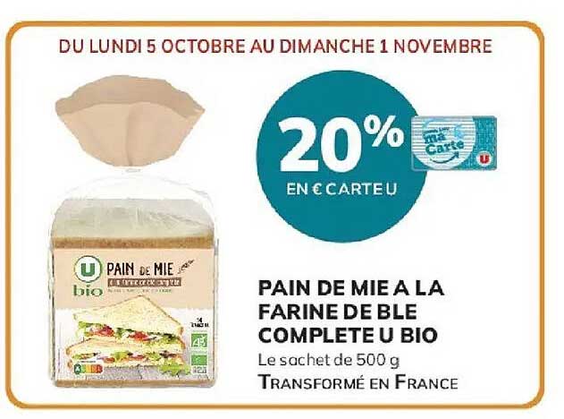 PAIN DE MIE A LA FARINE DE BLE COMPLETE U BIO
