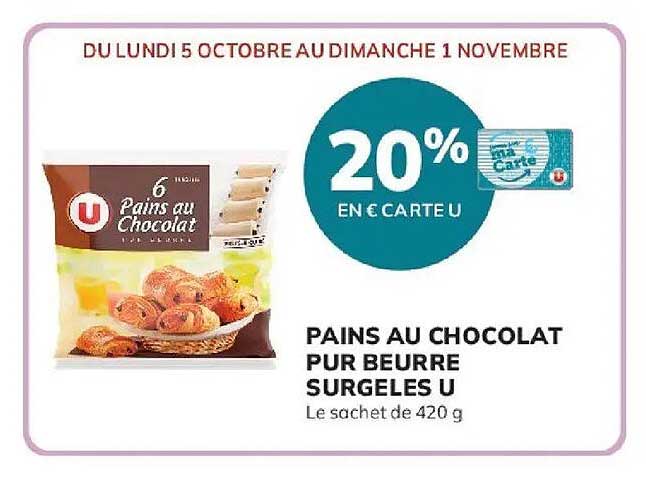 PAINS AU CHOCOLAT PUR BEURRE SURGELES U