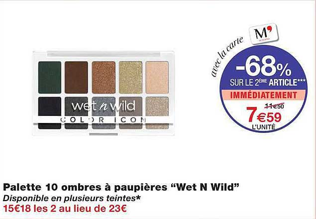 Palette 10 ombres à paupières “Wet N Wild”