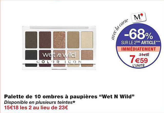Palette de 10 ombres à paupières “Wet N Wild”