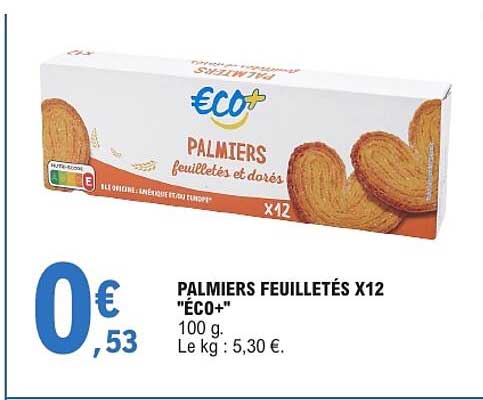 PALMIERS FEUILLETÉS X12 "ECO+"