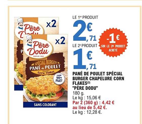 PANÉ DE POULET SPÉCIAL BURGER CHAPELURE CORN FLAKES(3) "PÈRE DODU"
