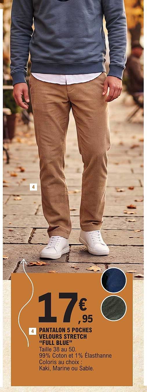 PANTALON 5 POCHES VELOURS STRETCH “FULL BLUE”