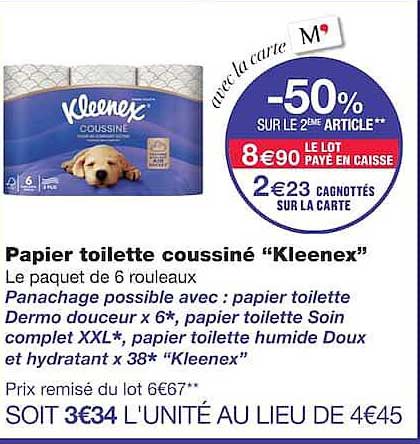 Papier toilette coussiné “Kleenex”