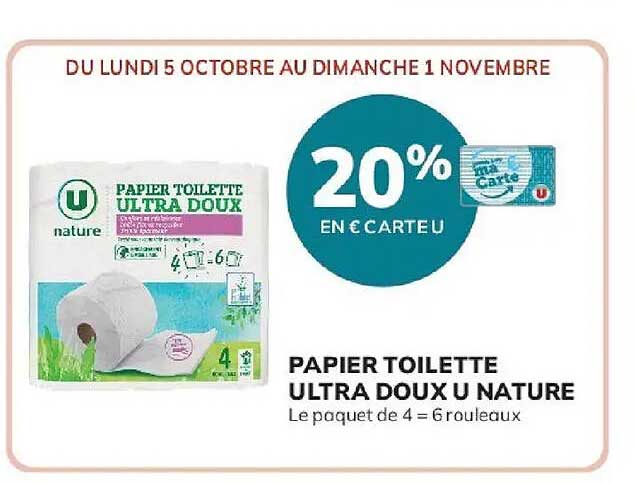 PAPIER TOILETTE ULTRA DOUX U NATURE