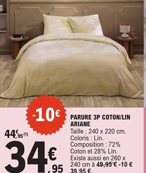 PARURE 3P COTON/LIN ARIANE