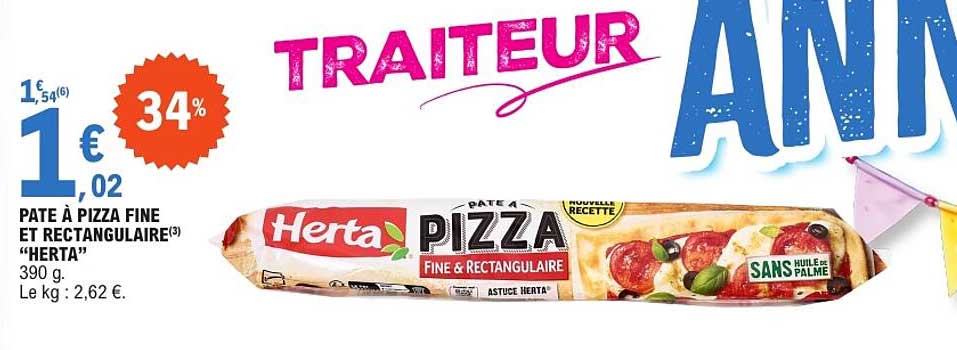 PATE À PIZZA FINE ET RECTANGULAIRE “HERTA”