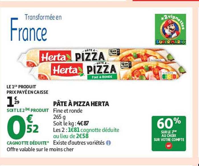 PÂTE À PIZZA HERTA Fine et ronde 265 g