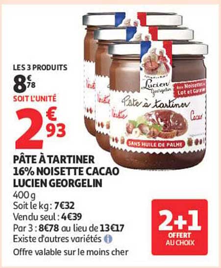 PÂTE À TARTINER 16% NOISETTE CACAO LUCIEN GEORGELIN 400 g