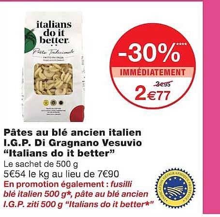 Pâtes au blé ancien italien I.G.P. Di Gragnano Vesuvio “Italians do it better”