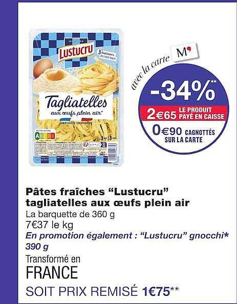 Pâtes fraîches “Lustucru” tagliatelles aux œufs plein air