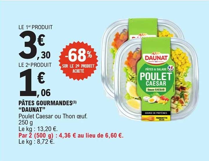 PÂTES GOURMANDES(3) "DAUNAT" Poulet Caesar ou Thon œuf. 250 g
