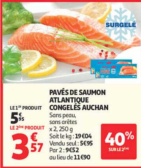 PAVÉS DE SAUMON ATLANTIQUE CONGELÉS AUCHAN
