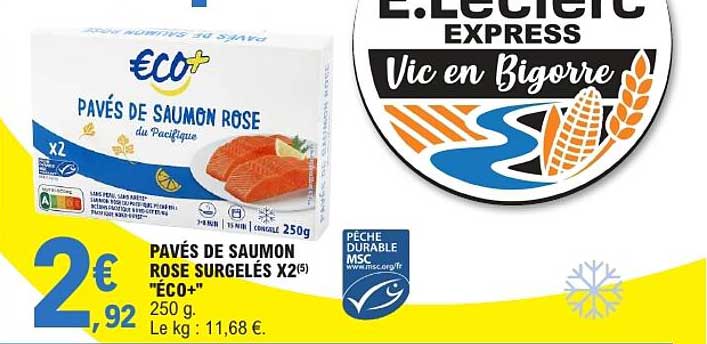 PAVÉS DE SAUMON ROSE SURGELÉS X2 “ECO+” 250 g