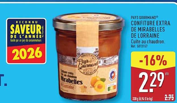 PAYS GOURMAND® CONFITURE EXTRA DE MIRABELLES DE LORRAINE Cuite au chaudron. Ref. 501357