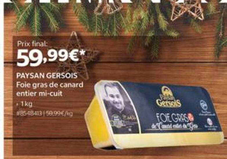 PAYSAN GERSOIS Foie gras de canard entier mi-cuit