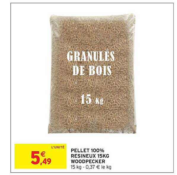 PELLET 100% RESINEUX 15KG WOODPECKER