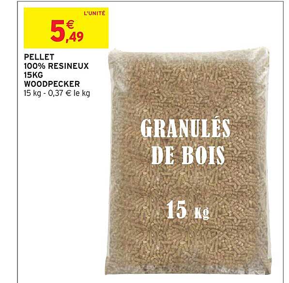PELLET 100% RESINEUX 15KG WOODPECKER