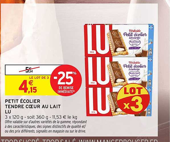 PETIT ÉCOLIER TENDRE CŒUR AU LAIT LU