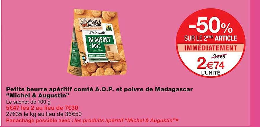Petits beurre apéritif comté A.O.P. et poivre de Madagascar “Michel & Augustin”