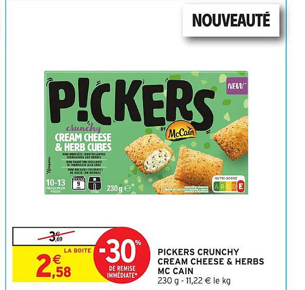 PICKERS CRUNCHY CREAM CHEESE & HERBS MC CAIN 230 g - 11,22 € le kg