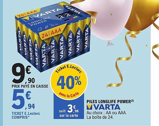 PILES LONGLIFE POWER VARTA