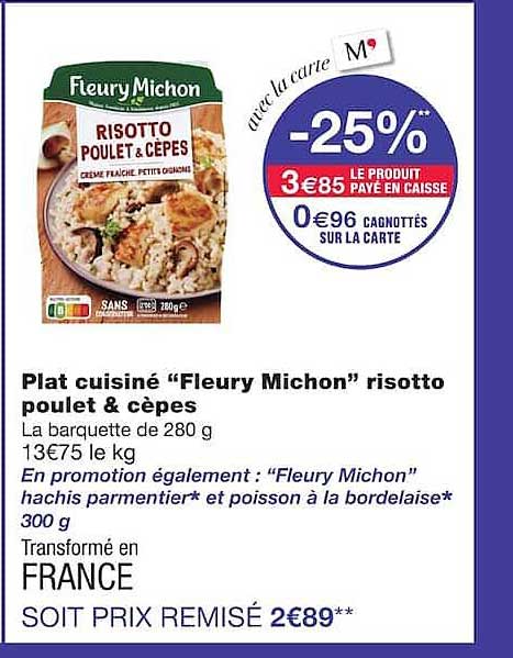 Plat cuisiné “Fleury Michon” risotto poulet & cèpes
