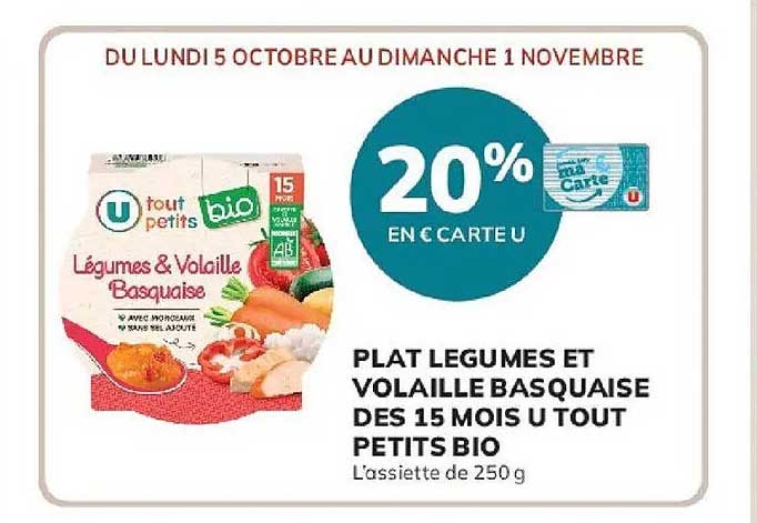 PLAT LEGUMES ET VOLAILLE BASQUAISE DES 15 MOIS U TOUT PETITS BIO
