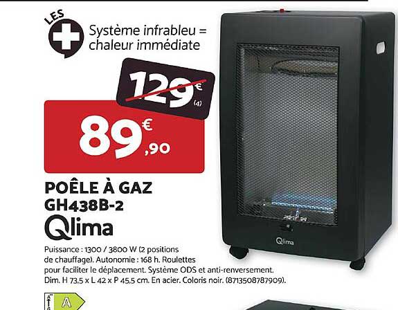POÊLE À GAZ GH438B-2 Qlima