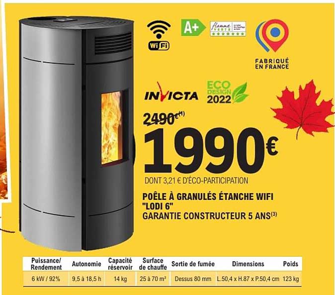 POÊLE À GRANULÉS ÉTANCHE WIFI "LODI 6" GARANTIE CONSTRUCTEUR 5 ANS