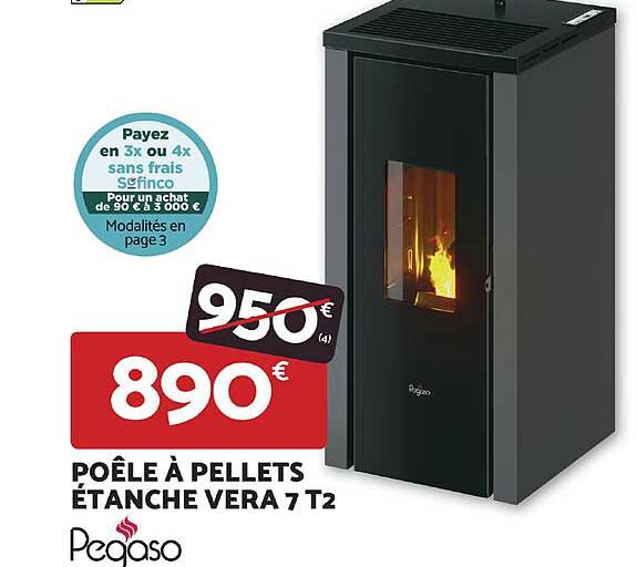 POÊLE À PELLETS ÉTANCHE VERA 7 T2 Pegaso