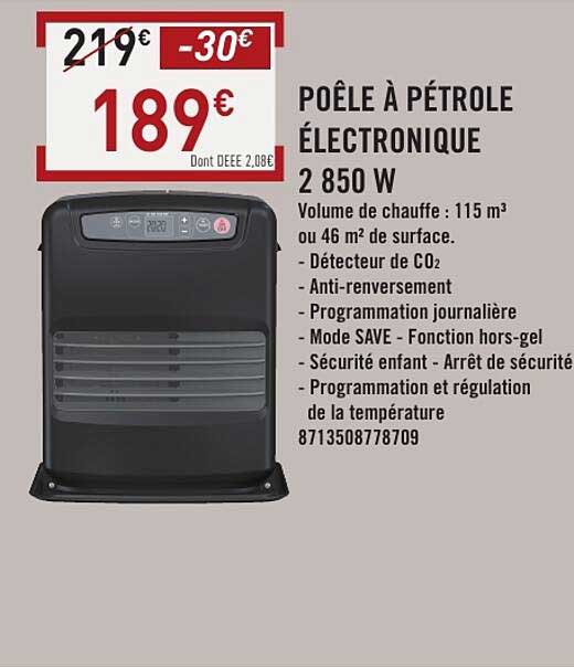 POÊLE À PÉTROLE ÉLECTRONIQUE 2 850 W