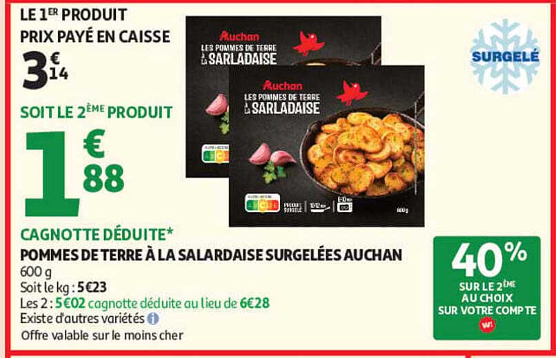 POMMES DE TERRE À LA SALARDAISE SURGELÉES AUCHAN