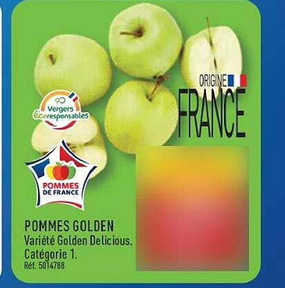 POMMES GOLDEN Variété Golden Delicious Catégorie 1. Réf. 5014788