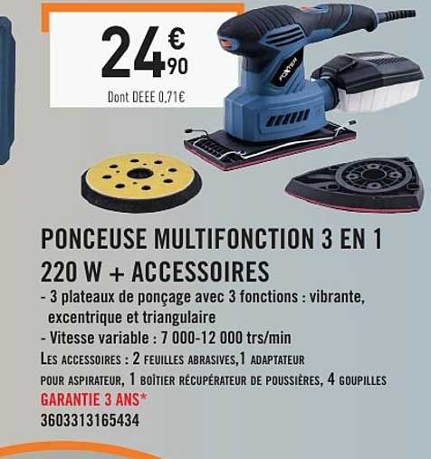 PONCEUSE MULTIFONCTION 3 EN 1 220 W + ACCESSOIRES