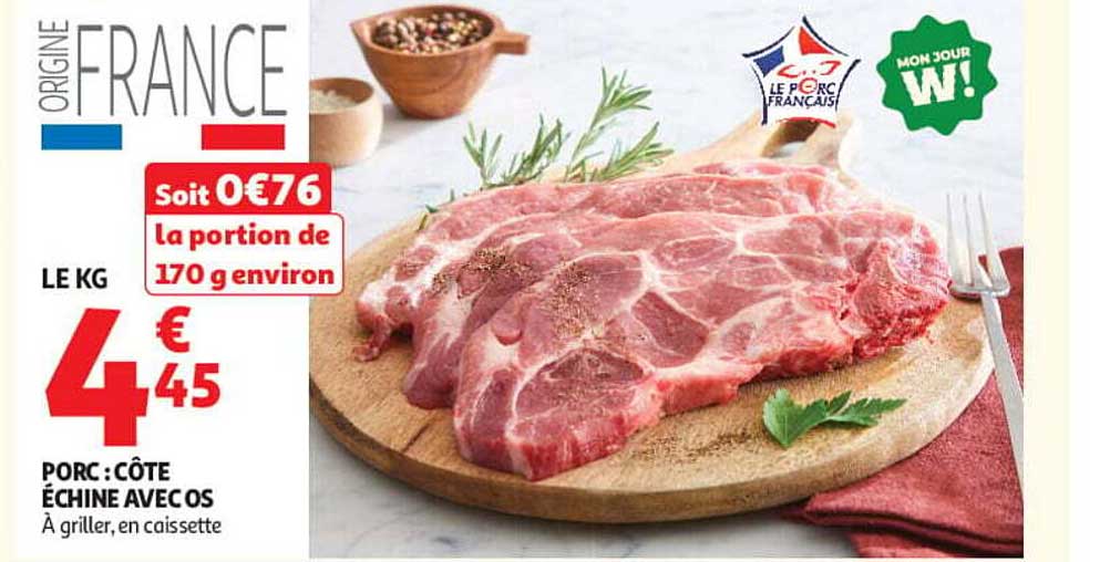 PORC : CÔTE ÉCHINE AVEC OS
