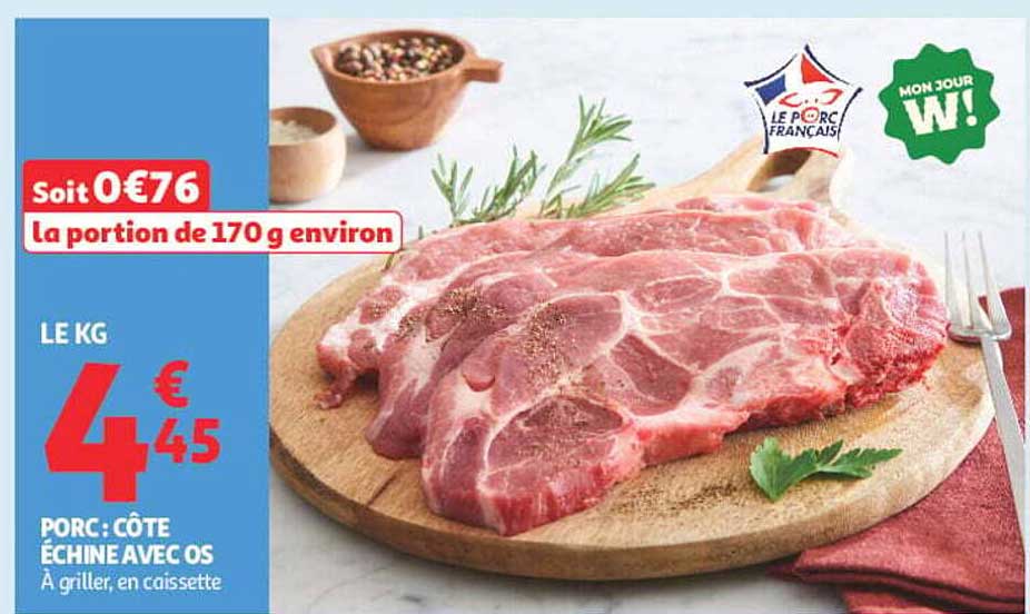 PORC CÔTE ÉCHINE AVEC OS