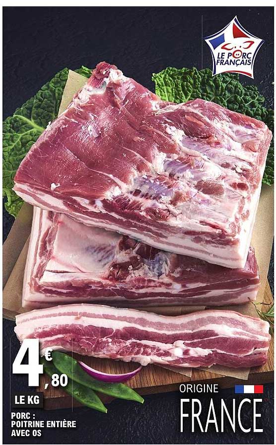 PORC : POITRINE ENTIÈRE AVEC OS